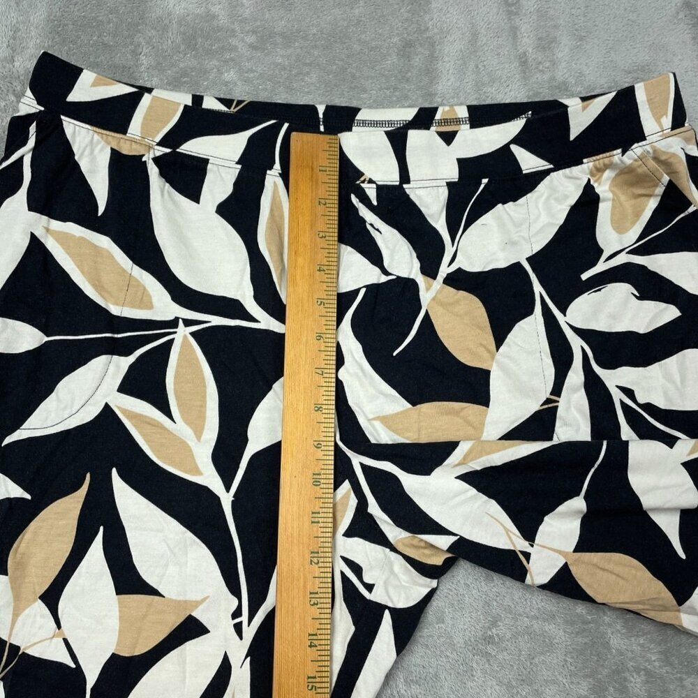D&Co Beach Womens Leaf Print Capri Pants Black & Beige Size 1XP a1555 - Picture 4 of 9